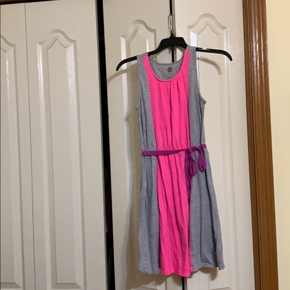 TOTAL GIRL Gray and Pink Skater Sundress
